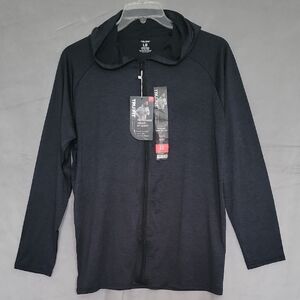 True Fit Men's Dark Grey Zip-Up Hoodie, Activeware, Size L, Light, Long …